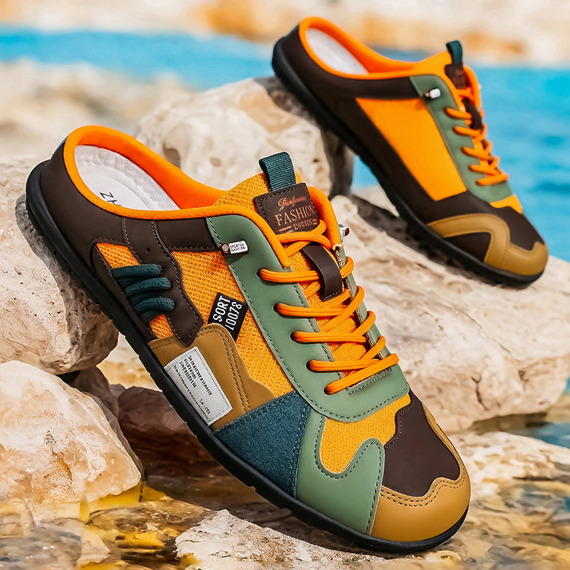 Men'S Shoes Comfortable Walking - Весенне-летние модные повседневные полутапочки с цветовыми