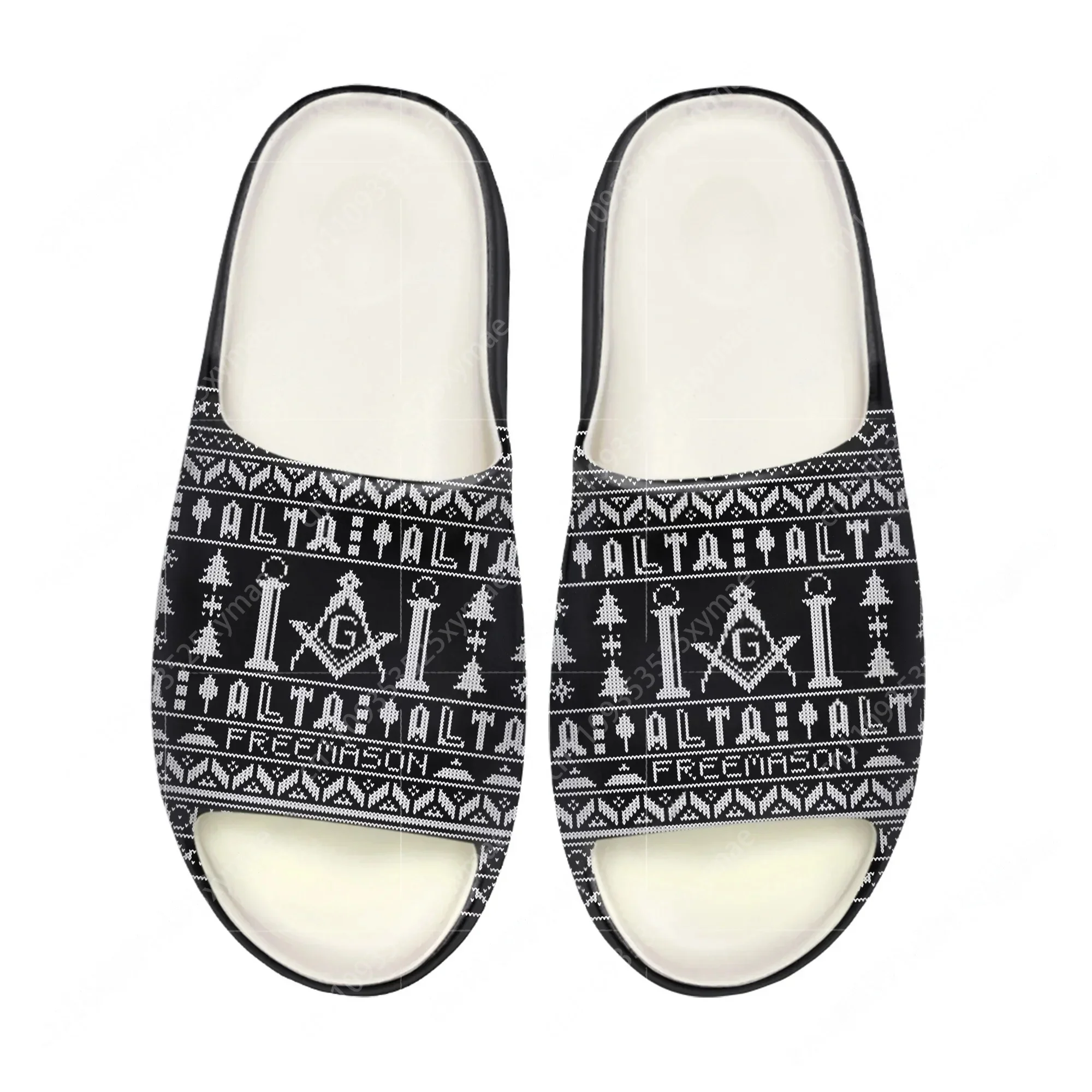 Men Shoes On - Мягкие тапочки с масонским узором для